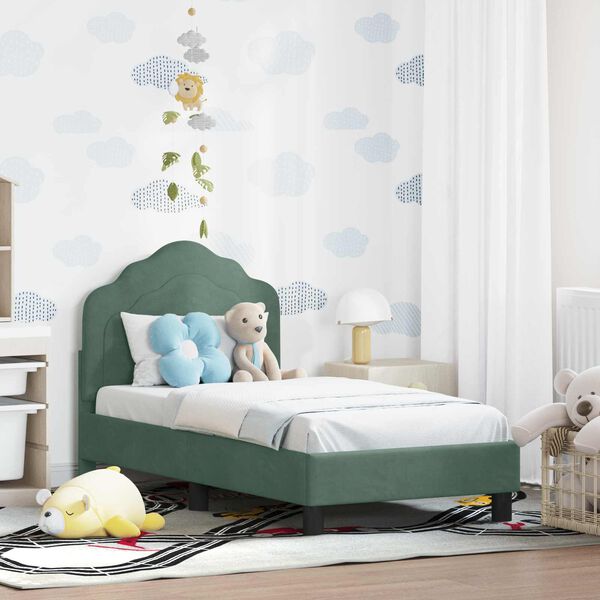 vidaXL Kinderbettgestell mit Kopfteil Meergr&uuml;n 70 x 140 cm Samt
