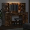 vidaXL Schminktischset mit LED 3 pcs Ger&auml;ucherte Eiche Holzwerkstoff