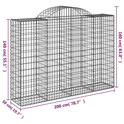 vidaXL Gabionen mit Hochbogen 20Stk. 200x50x140/160cm Verzinktes Eisen