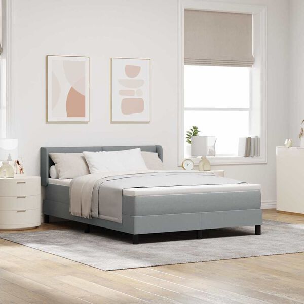 vidaXL Boxspringbett mit Matratze Hellgrau 200 x 160 cm Polyester