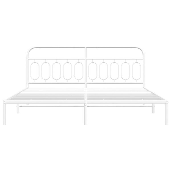 vidaXL Bettgestell mit Kopfteil Metall Wei&szlig; 200x200 cm