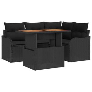 vidaXL Garten-Sofa-Set mit Speicher 5 pcs Schwarz Poly Rattan
