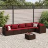 vidaXL 7-tlg. Garten-Lounge-Set mit Kissen Braun Poly Rattan
