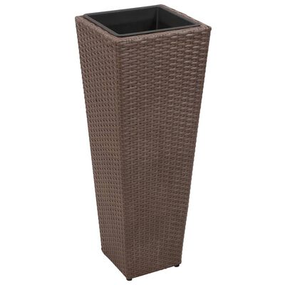 vidaXL Blumenkübel 3 Stk. Polyrattan Braun