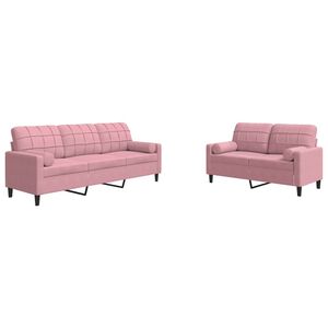 vidaXL 2-tlg. Sofagarnitur mit Kissen und Nackenrollen Rosa Samt