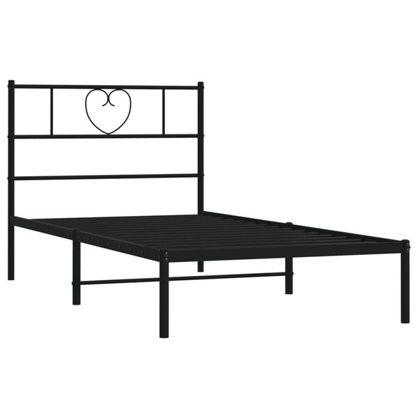 vidaXL Bettgestell mit Kopfteil Metall Schwarz 90x200 cm