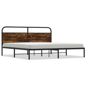 vidaXL Metallbett ohne Matratze Braun Eichen-Optik 160x200 cm