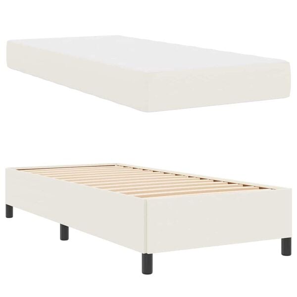vidaXL Bettrahmen mit Matratze Creme 80 x 200 cm Stoff