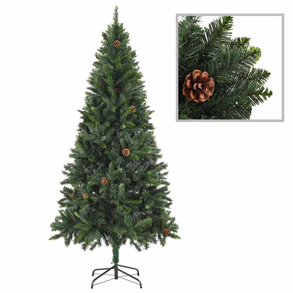 vidaXL K&uuml;nstlicher Weihnachtsbaum mit Beleuchtung & Kugeln Gr&uuml;n 180 cm