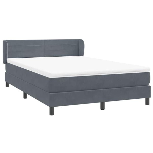 vidaXL Boxspringbett mit Matratze Dunkelgrau 140x210 cm Samt