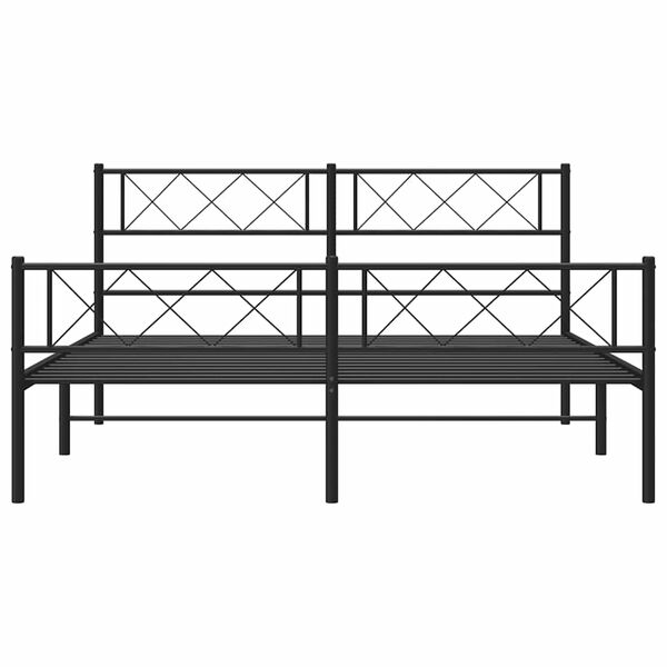 vidaXL Bettgestell mit Kopf- und Fu&szlig;teil Metall Schwarz 120x190 cm