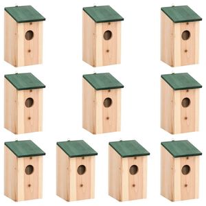 vidaXL Vogelh&auml;user 10 Stk. Tanne Massivholz 12x12x22 cm