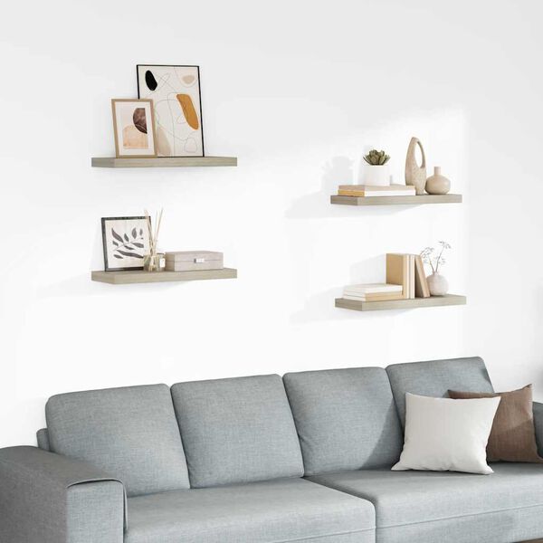 vidaXL Schwebende Wandregale 4 Stk. Eichefarben 60x23,5x3,8cm MDF