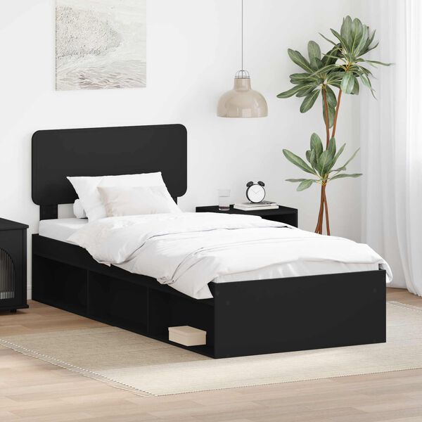 vidaXL Bettrahmen Schwarz 100 x 200 cm Massives Kiefernholz