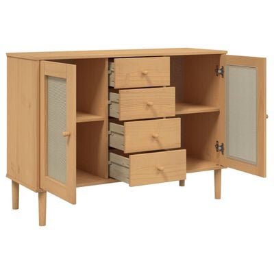 vidaXL Sideboard SENJA Rattan-Optik Braun 112x40x80 cm Kiefernholz