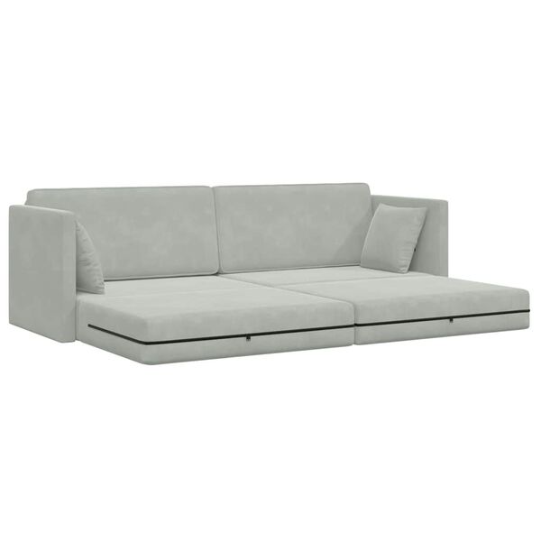 vidaXL Boden-Sofa-Bett 200cm Hellgrau Samt