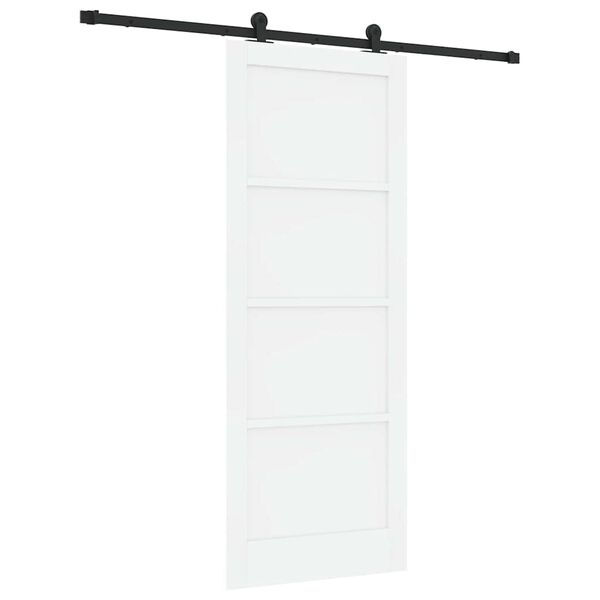 vidaXL Schiebet&uuml;r Wei&szlig; und Schwarz 83 x 211 cm Massives Kiefernholz