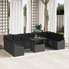vidaXL Garten-Sofa-Set mit Kissen mit Speicher 11 pcs Schwarz