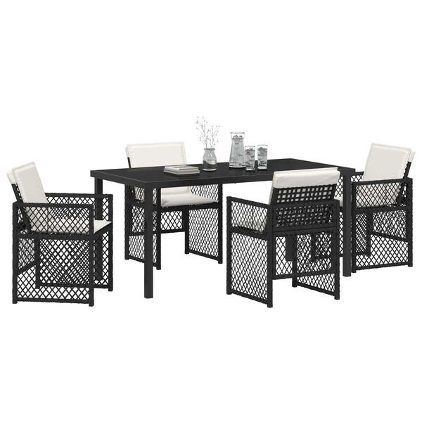 vidaXL Garten Essgruppe 5 pcs Schwarz Poly-Rattan