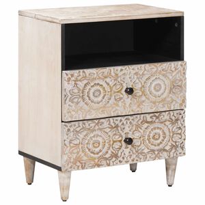 vidaXL Bettkasten Wei&szlig; 50 x 33 x 60 cm Massivholz Mango