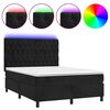 vidaXL Boxspringbett mit Matratze & LED Schwarz 140x200 cm Samt