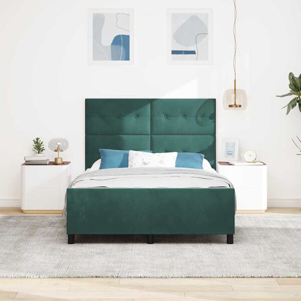vidaXL Boxspringbett mit Kopfteil Dunkelgr&uuml;n 140 x 190 cm Samt