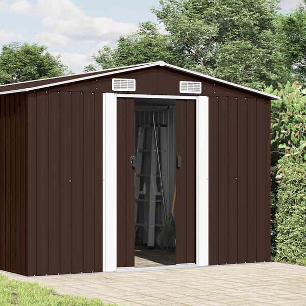 vidaXL Ger&auml;tehaus 257x392x181 cm Metall Braun