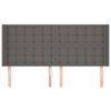 vidaXL Kopfteil mit Ohren Grau 203x16x118/128 cm Kunstleder