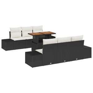 vidaXL Garten-Sofa-Set mit Speicher 7 pcs Schwarz Poly Rattan