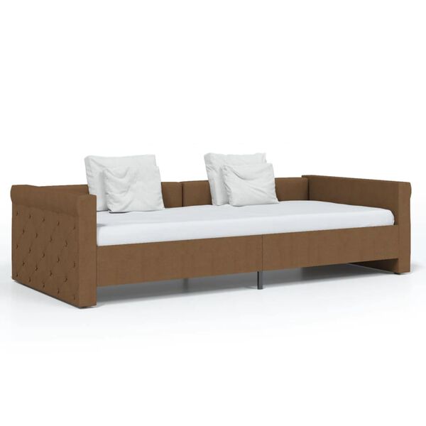 vidaXL Tagesbett USB Braun Stoff 90x200 cm