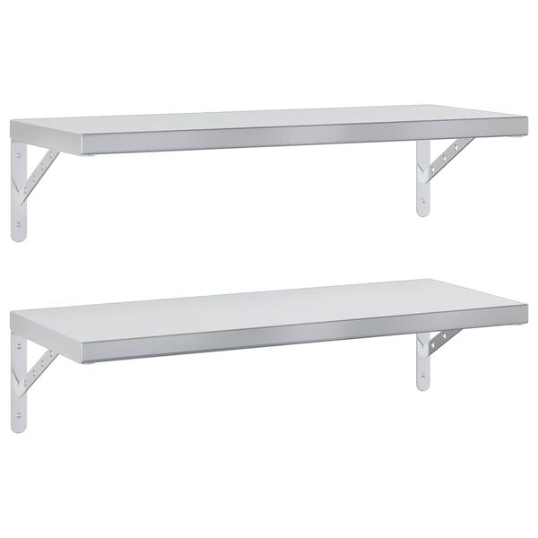 vidaXL Wandregale 2 Stk. 75x30 cm Silbern Edelstahl