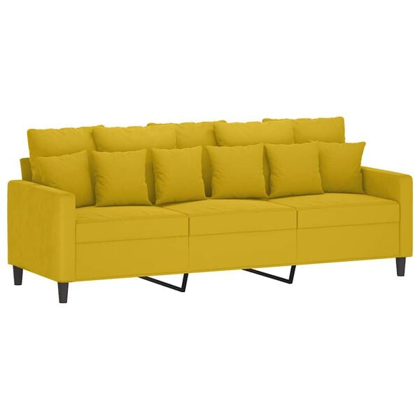 vidaXL 3-Sitzer-Sofa mit Hocker Gelb 180 cm Samt