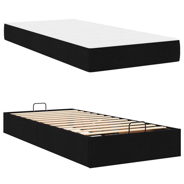 vidaXL Bettgestell mit Matratze mit Matratze 2 pcs Schwarz Stoff