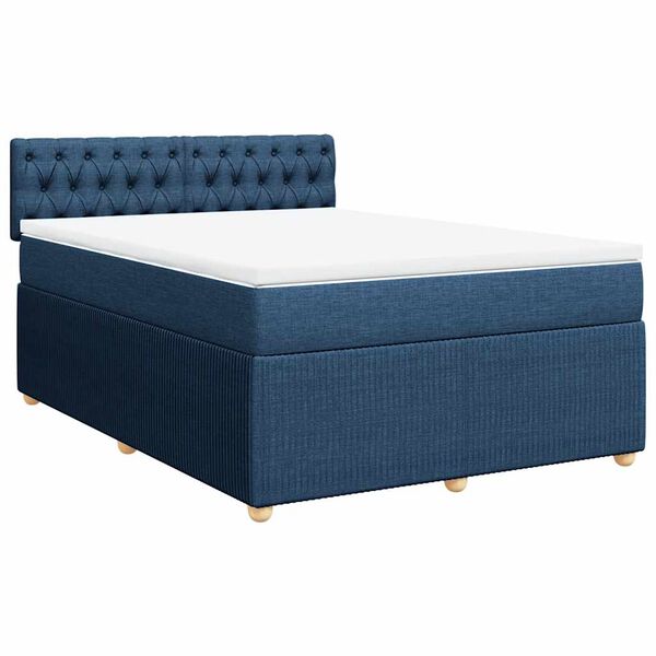 vidaXL Boxspringbett mit Matratze Blau 140x190 cm Stoff