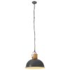 vidaXL H&auml;ngelampe Industriestil Grau Rund 42cm E27 Mango Massivholz