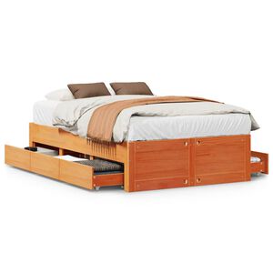 vidaXL Massivholzbett ohne Matratze mit Schubladen Braun 135x190 cm