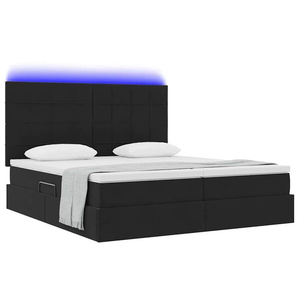 vidaXL Bett mit LED-Lichtleisten Schwarz 200 x 200 cm Samt