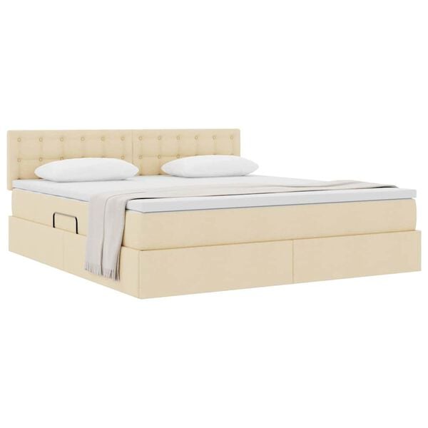 vidaXL Aufbewahrungsbett mit Matratze Creme 160 x 200 cm Holzwerkstoff