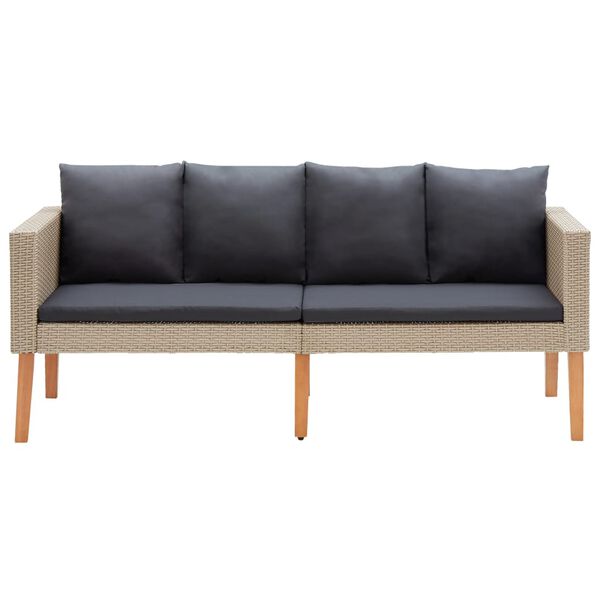 vidaXL 3-tlg. Garten-Lounge-Set mit Auflagen Poly Rattan Beige