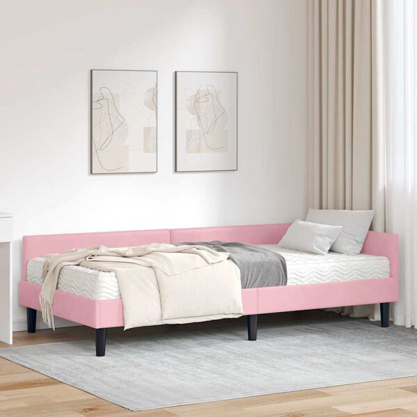 vidaXL Eckbettgestell mit Matratze Sonstiges 2 pcs Grau Samt