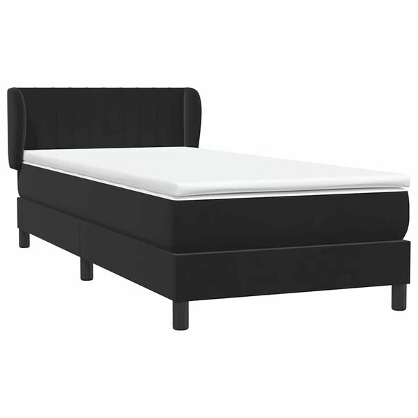 vidaXL Boxspringbett mit Matratze Schwarz 100x210 cm Samt