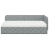 vidaXL Eckbettgestell mit Matratze Hellgrau 90 x 190 cm Stoff