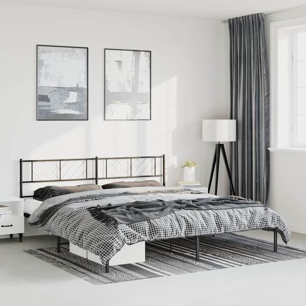 vidaXL Bettgestell mit Kopfteil Metall Schwarz 183x213 cm