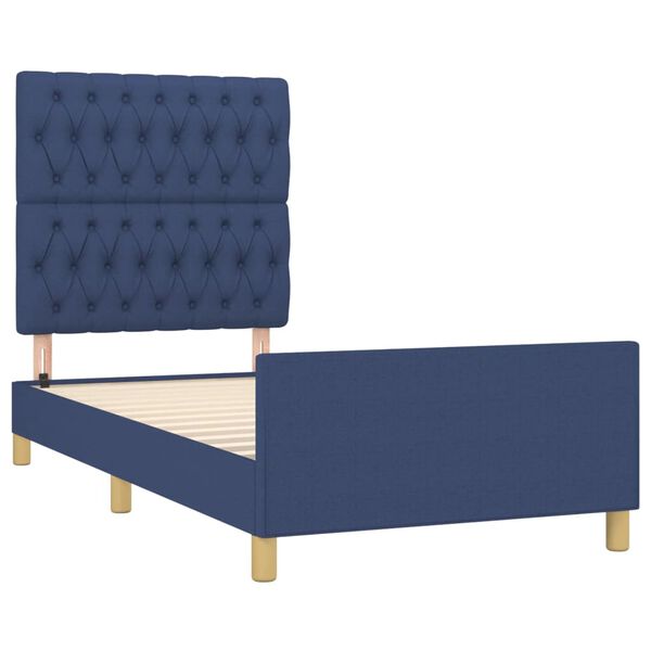 vidaXL Bettgestell ohne Matratze Blau 90x200 cm Stoff
