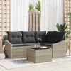 vidaXL Sofa Set mit Kissen 5 pcs Hellgrau Poly-Rattan