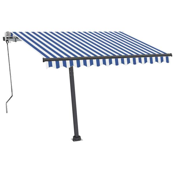 vidaXL Standmarkise Manuell Einziehbar 350x250 cm Blau/Wei&szlig;