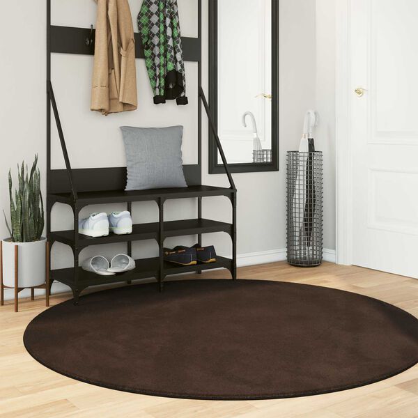 vidaXL Bereichsteppiche Rund HUARTE Braun &Oslash; 160 CM Polyester
