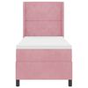 vidaXL LED Boxspringbett mit Matratze Argyle Rosa 80 x 200 cm Samt