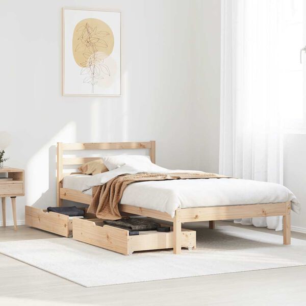 vidaXL Massivholzbett ohne Matratze 75x190 cm Kiefernholz