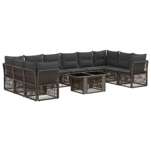 vidaXL Gartensofa-set 11 stk. Grau Poly-Rattan